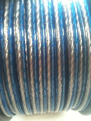 50 ft 12 Gauge SPEAKER WIRE GA Car or Home Audio AWG Blue and Silver