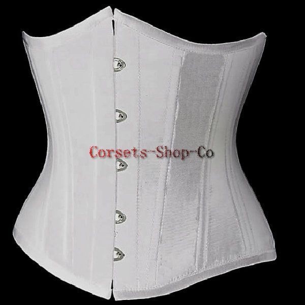 Brocade Goth Underbust Cupless Waist Training Corset Bustier Top White 