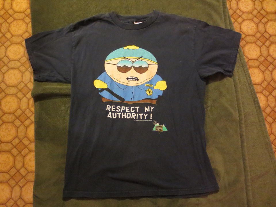 Cartman Respect My Authority Police Shirt, South Park, Navy Blue 