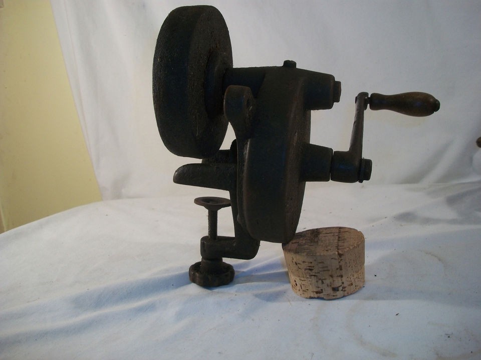 Antique Vintage Collectible Iron Bench Clamp Grinding Wheel