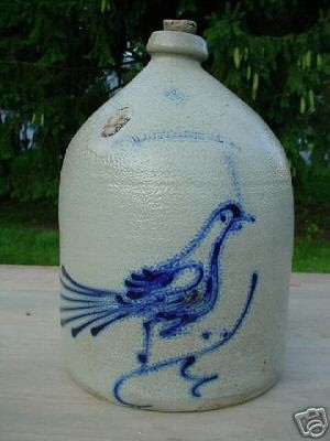 RUNNING BIRD JUG WHITES POTTERY UTICA, NY fine example