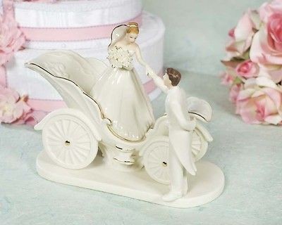 Porcelain Cinderella Fairy Tale Coach Wedding Cake Topper Figurine
