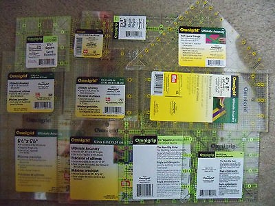 LOT of 12 different sizes OMNIGRID quilting ruler square TOOLS NEW NIP