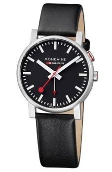 Mondaine Evo Alarm Gents, 40mm Black Dial, Swiss railway watch