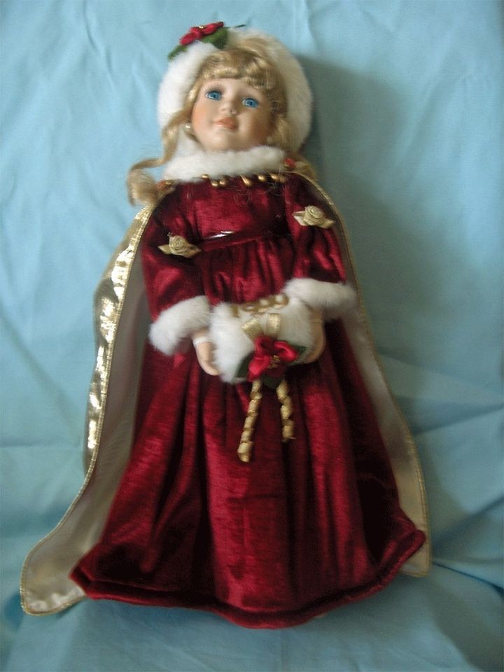 Beautiful 18 Collectible 1999 Doll dressed in red velvet with gold 