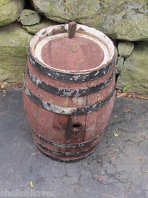   Wooden Primitive Nail Keg Barrel Metal Wire Bands Rustic Country