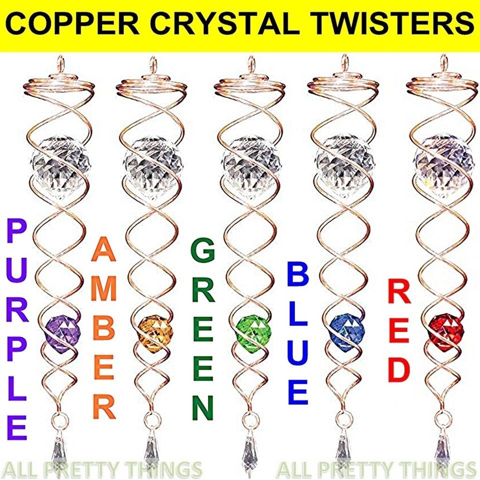   FROM** COPPER 34cm CRYSTAL TWISTER Iron Stop Wind Spinner   BNIB