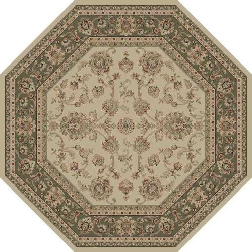   Ivory Traditional 5x5 Octagon Area Rug Oriental  Actual 5 3 x 5 3