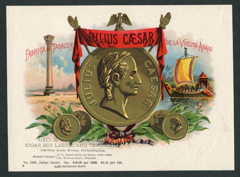 Julius Caesar Gold Coin Cleopatra Vintage Cigar Label Sample