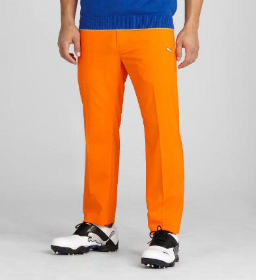 PUMA Golf Mens Solid 5 Pocket Golf Tech Pants Orange NWT select 