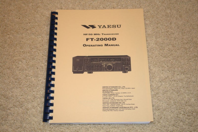 Yaesu FT 2000D Xcvr Manual w/Plastic Covers