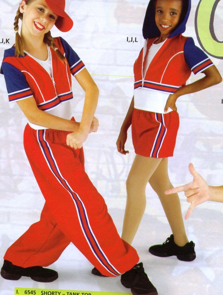 NEW HIP HOP DANCE SEPARATES RED/WHITE/BLUE Child Szs