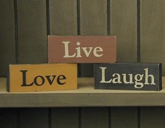 Primitive Wooden Live Laugh Love Blocks Set of 3
