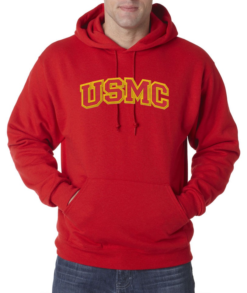 USA Marines Semper Fi Military USMC Embroidered 50/50 Pullover Hoodie