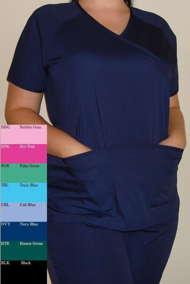New Women Medical Scrubs Set Mock Wrap Navy Blue Ceil Turquoise 