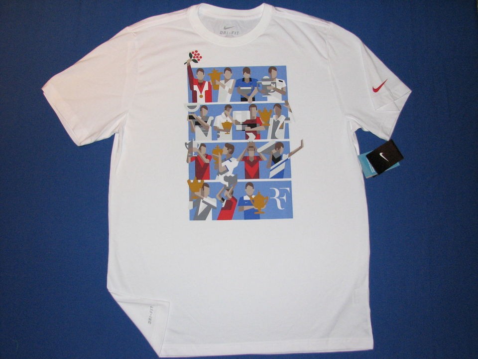 Nike Mens Roger Federer RF Tennis Moments T Shirt 2XL White NWT Dry 
