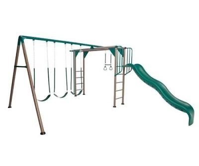 Lifetime Swing Set 90143 Monkey Bar Playground with Slide Earth Tones