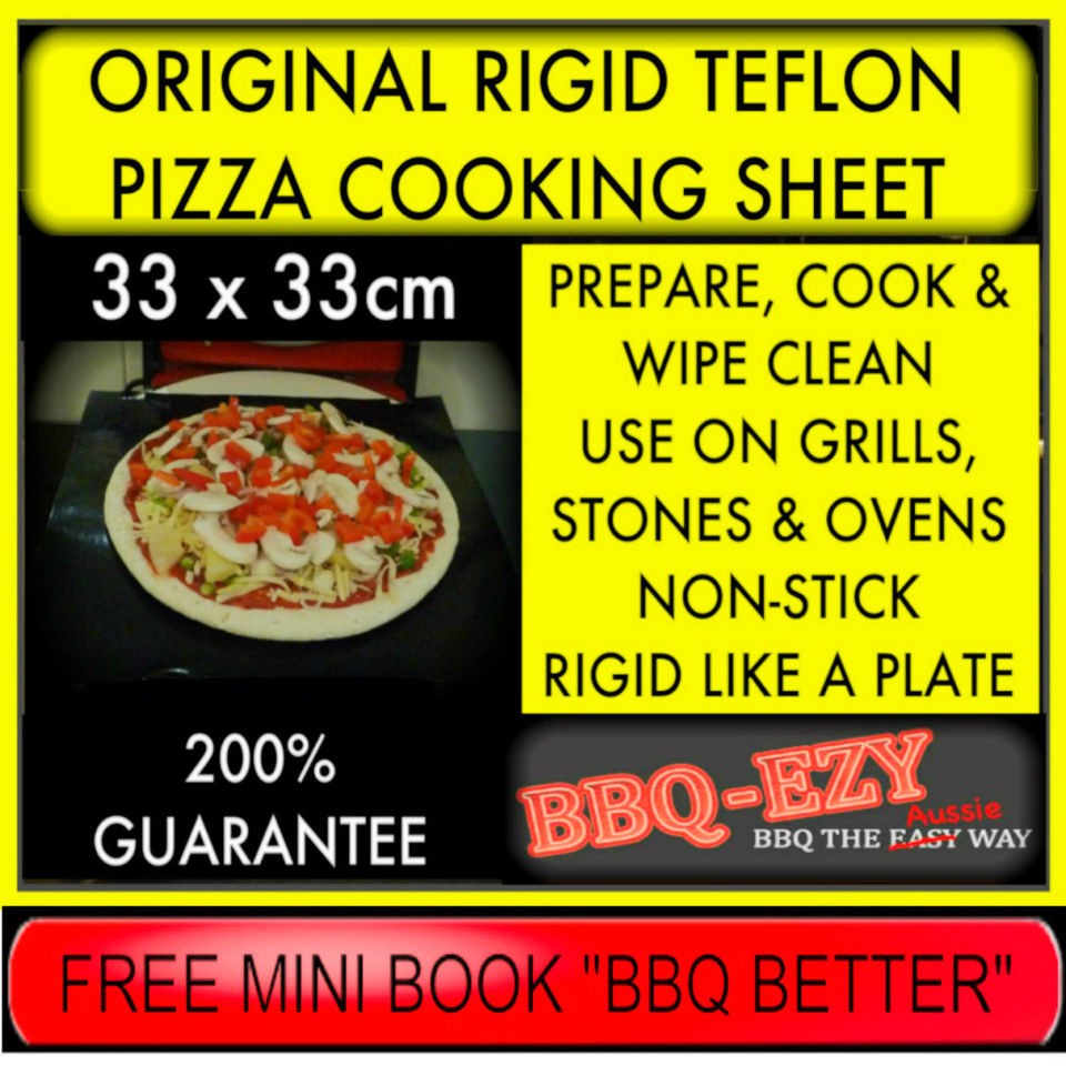 The Original Rigid Teflon PIZZA Cooking Sheet 33x33cm for BBQ, Stone 