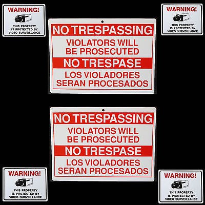 BILINGUAL NO TRESPASSING PRIVATE PROPERTY WARNING SECURITY SIGNS 