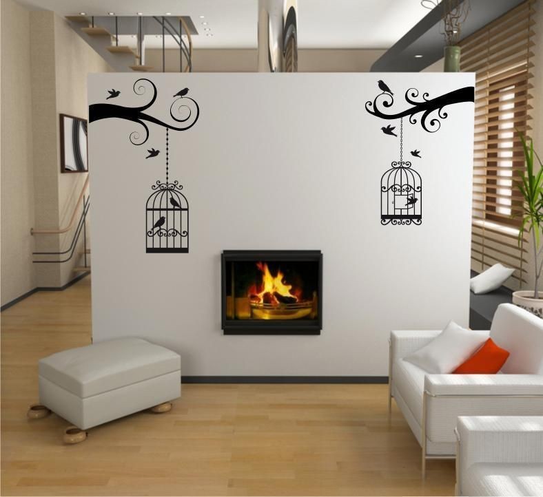 TWIN BIRD CAGE WALL DECAL VINYL WALL STICKER #BC2