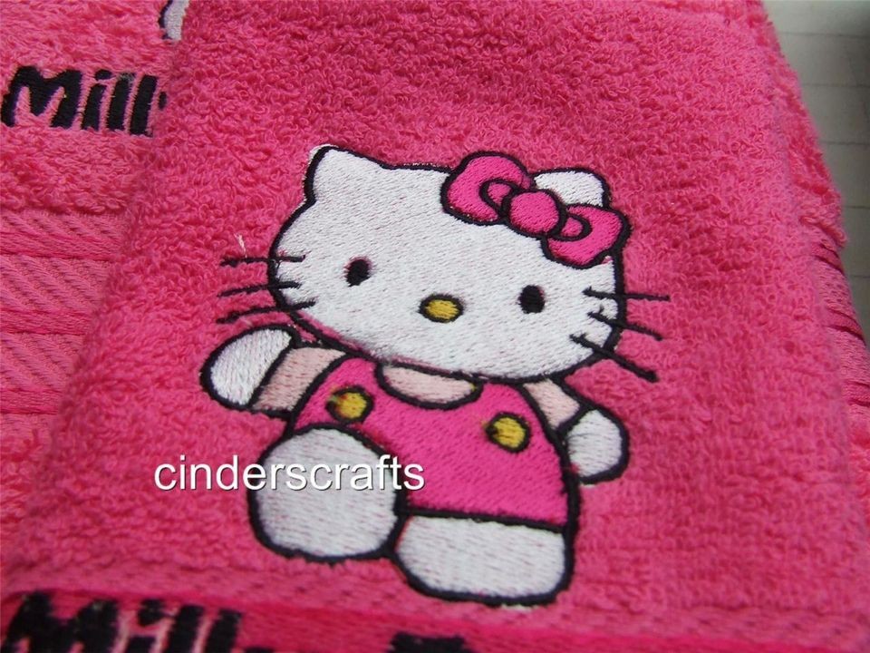 Personalised Towel Sets Embroidered Little Kitty