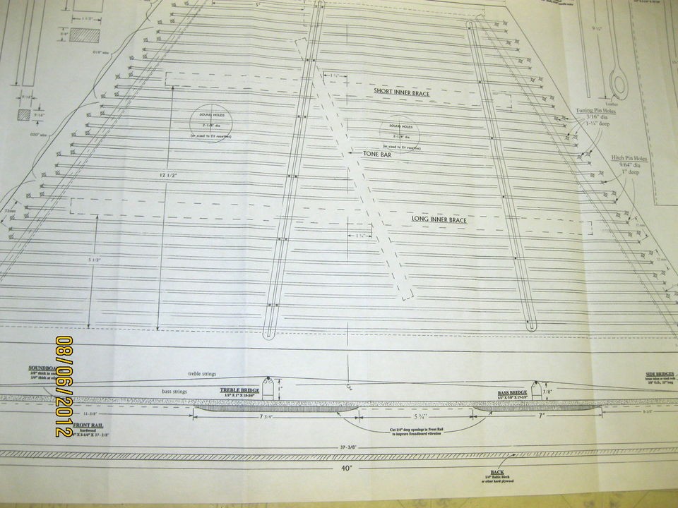 Hammered dulcimer PLANS full scale 17/16 course