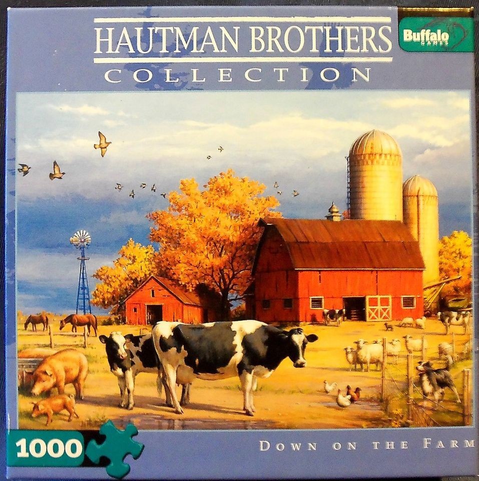 Buffalo Games Puzzle DOWN ON THE FARM 1000 Pieces Hautman Brothers 