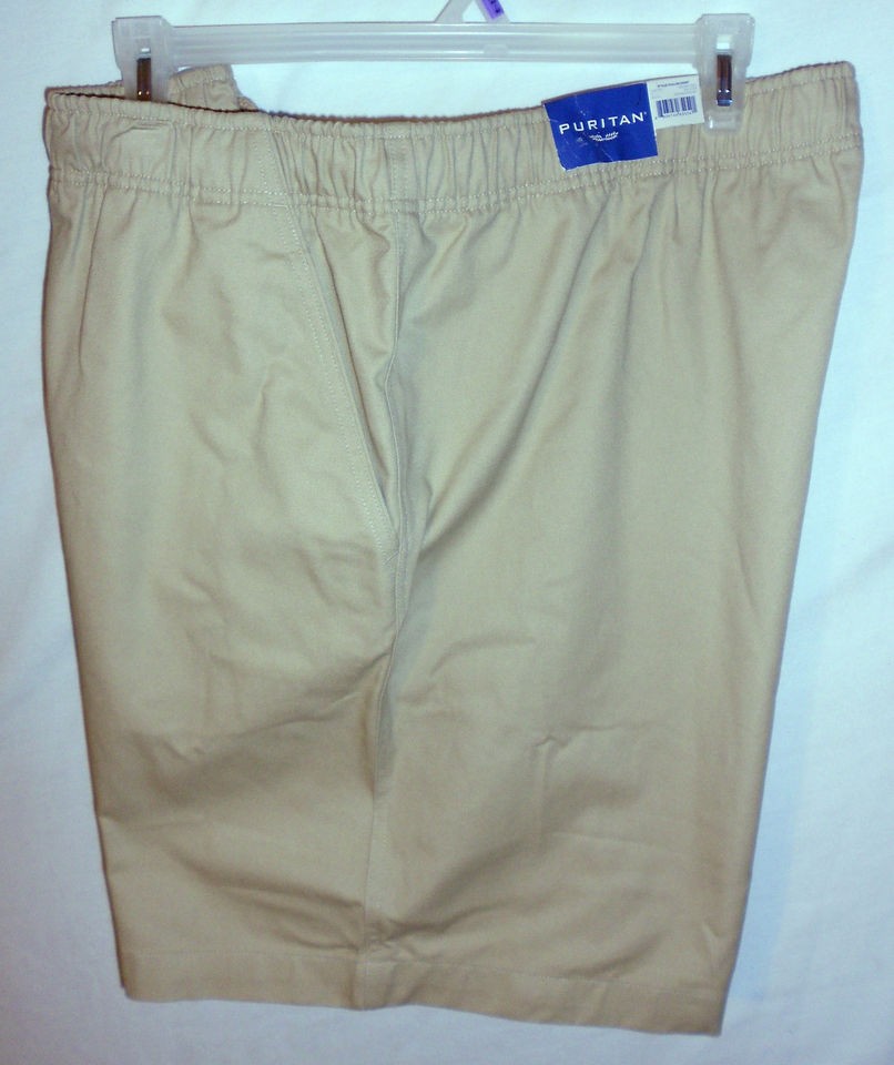 NEW BIG MENS CASUAL SHORTS (BEIGE SESAME SEED) FLAT FRONT PULL ON