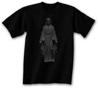 New Dot Matrix Jesus Mens Picture T Shirt in Black
