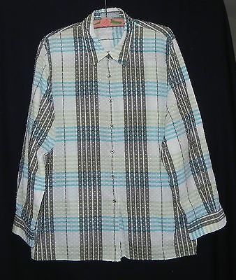   Sz 16W Multi Color Plaid Swiss Dot Top Shirt Blouse Cotton #K3W2