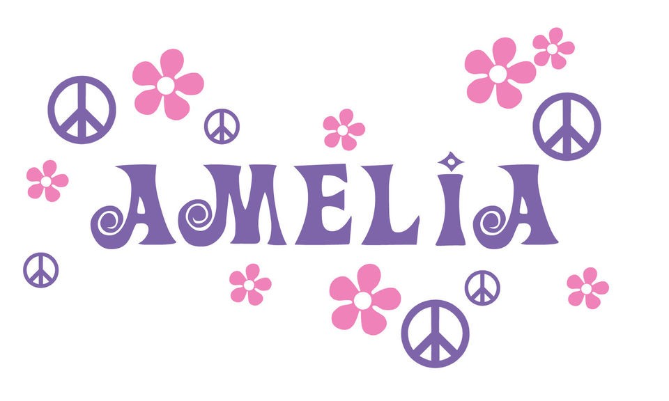 Personalized Peace Name Kids wall art vinyl decal Removable boy girl 