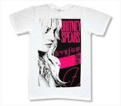 BRITNEY SPEARS   FEMME FATALE TOUR 2011 WHITE T SHIRT   NEW ADULT 
