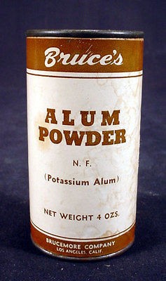 BRUCE’S ALUM POWDER TIN BRUCEMORE CO AD DISPLAY LOS ANGELES 