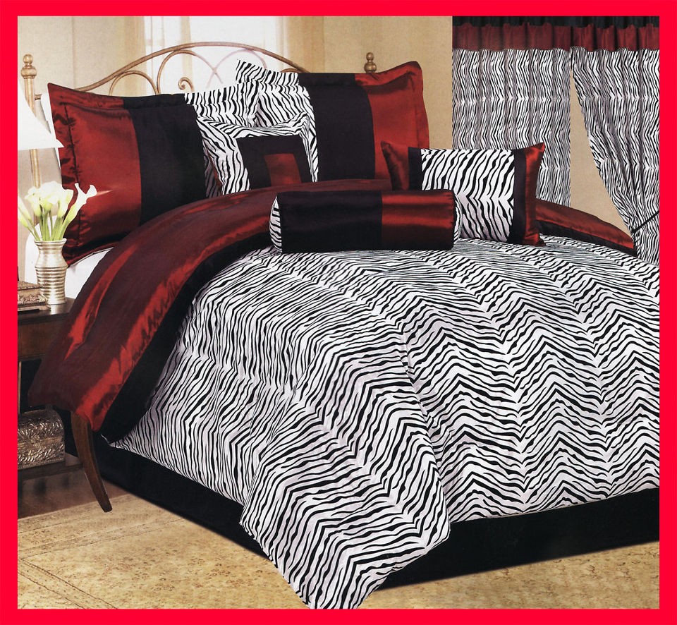   /Light Blue Flocking Zebra Pattern Bedding Comforter Set King Size