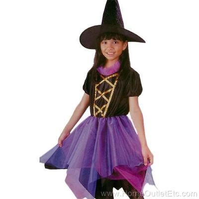 NEW Girls 2pc WITCH OF FAIRLAND Dress+Hat Fairy Tale Kids Halloween 
