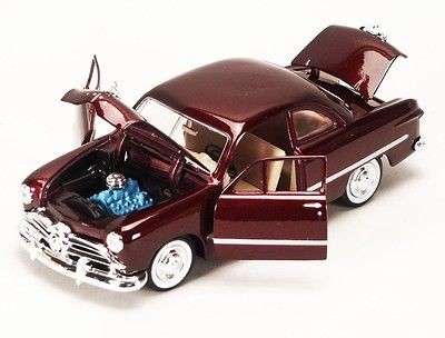 1949 Ford Coupe Burgundy Diecast Model Car 124 Scale Classic Ford 