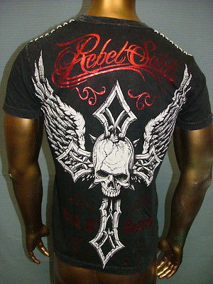 REBEL SAINTS by AFFLICTION Live Fast STAPLE Cross Wing FIGHT UFC T 