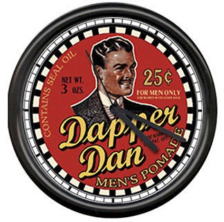 dapper dan barber shop hair pomade sign wall clock time