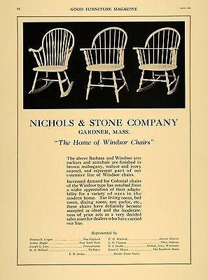 1921 Ad Nichols & Stone Co. Barbara & Windsor Rockers   ORIGINAL 
