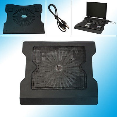 USB One Fan Cooling Cooler Pad Stand for 15.6 Laptop PC Black High 
