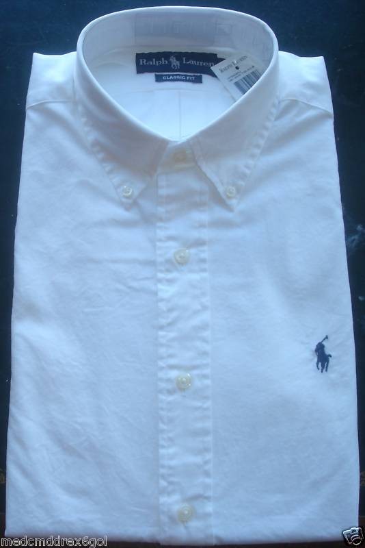 NWT New Polo Ralph Lauren Buttondown Shirt Solid White Medium M