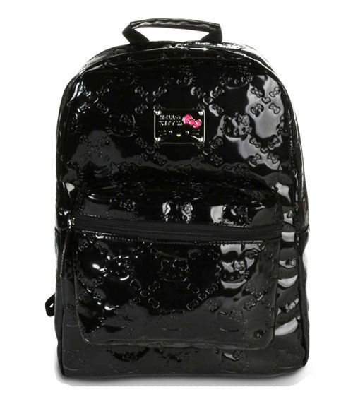 NWT Loungefly Hello Kitty Black Patent Embossed Backpack by Sanrio