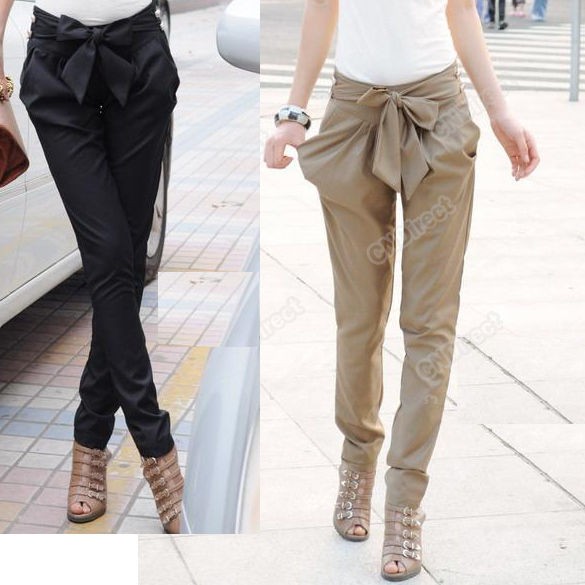 New Sexy Women Fashion Harem Skinny Long Trousers OL Casual Slim Bow 