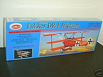 Guillows #204 Fokker Triplane Balsa wood Airplane model Kit New in box