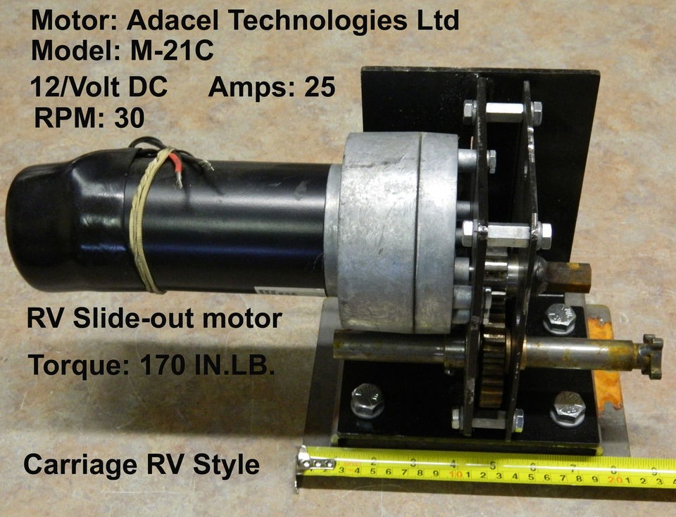 12/VOLT RV SLIDE OUT MOTOR 25 AMPS 50 RPM Adacel Technologies Ltd 