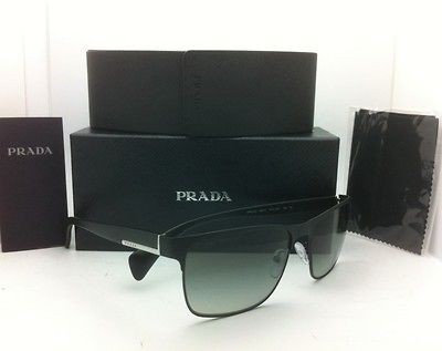 New PRADA Sunglasses SPR 51O FAD 3M1 58 17 Matte Black / Black w/ Grey 