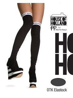 House of Holland Pretty Polly Over The Knee Elastock Tights   Black 