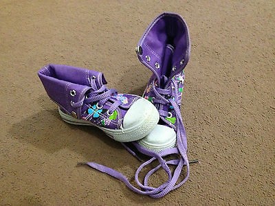 girls purple converse style boots trainers size 9 uk