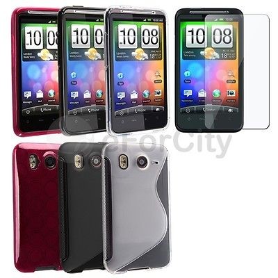 4in1 TPU Soft Gel Case Cover+LCD Guard Protector For HTC Inspire 4G 