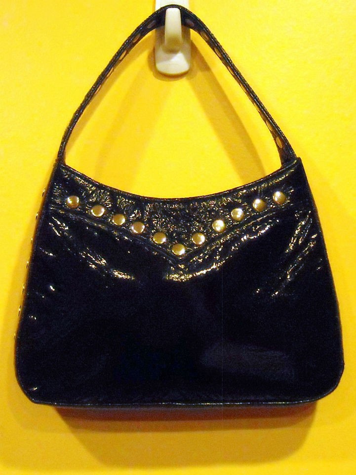 glossy black silver studded purse charlotte russe cute